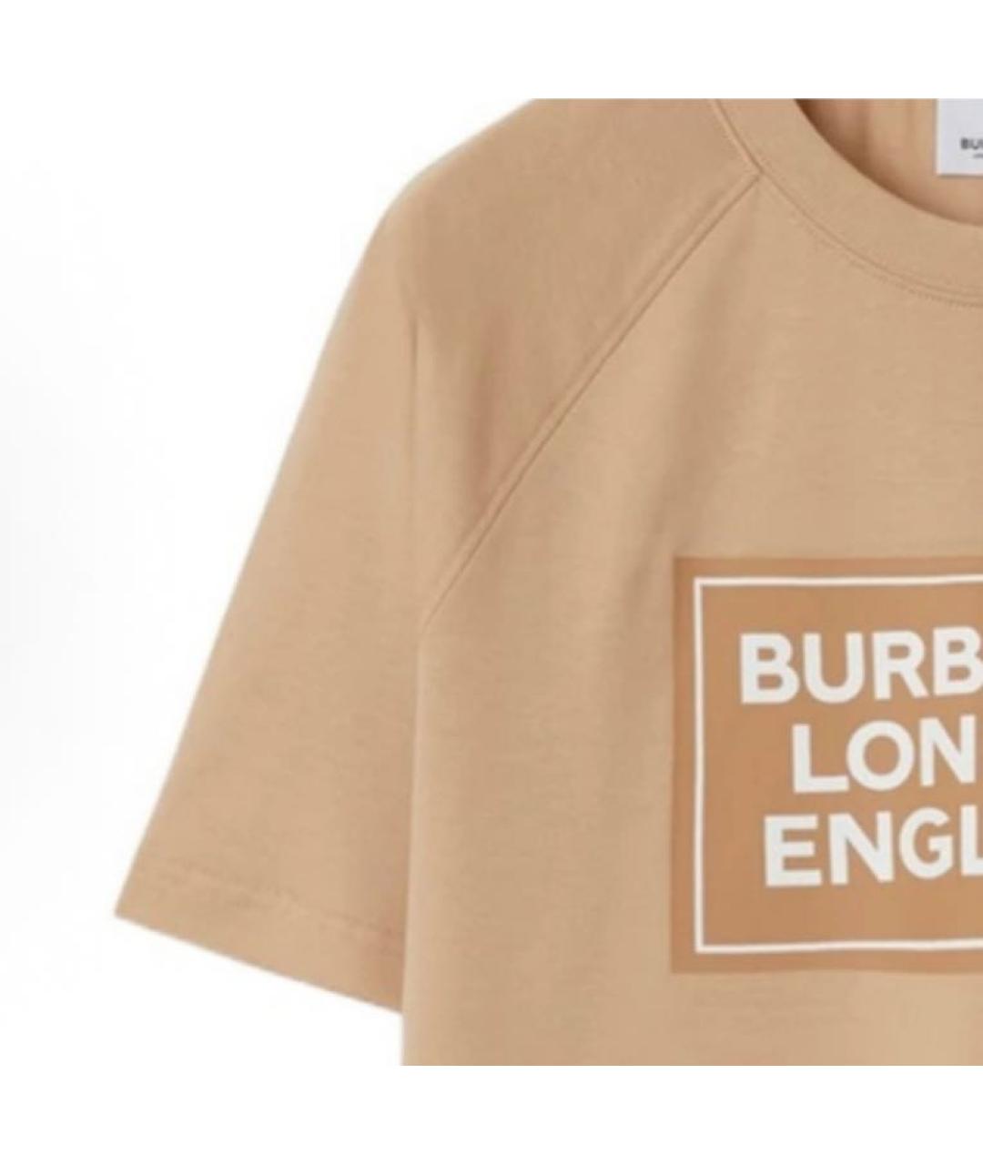 BURBERRY Бежевая хлопковая футболка, фото 5