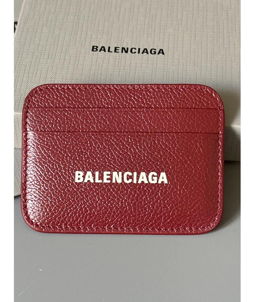 BALENCIAGA Бордовый кожаный кардхолдер, фото 9