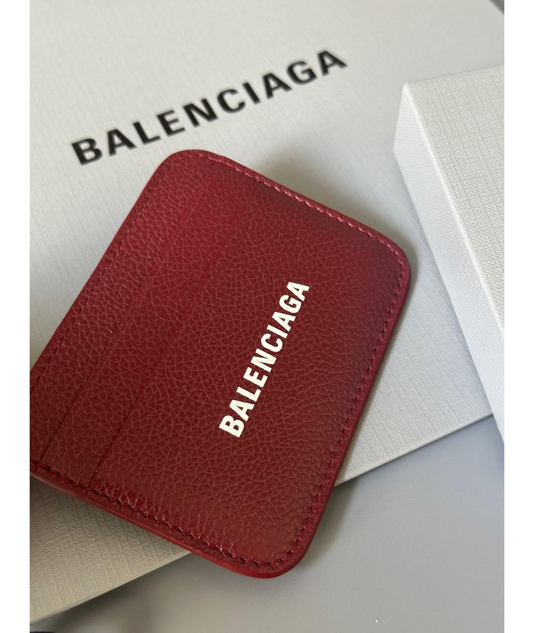 BALENCIAGA Бордовый кожаный кардхолдер, фото 5