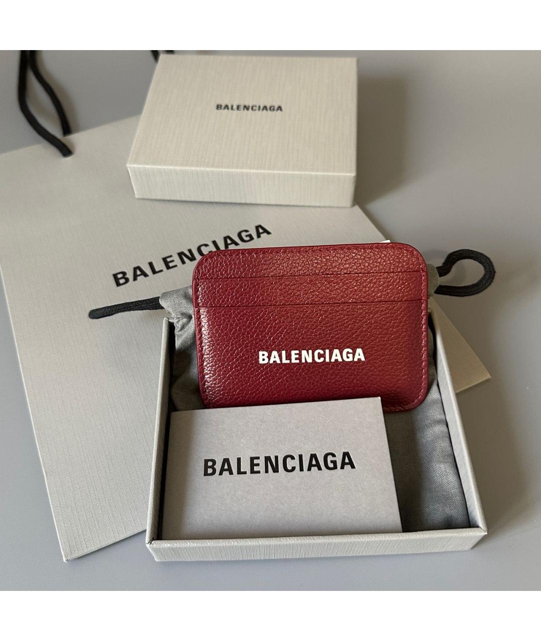BALENCIAGA Бордовый кожаный кардхолдер, фото 8