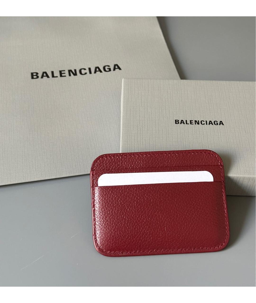 BALENCIAGA Бордовый кожаный кардхолдер, фото 7