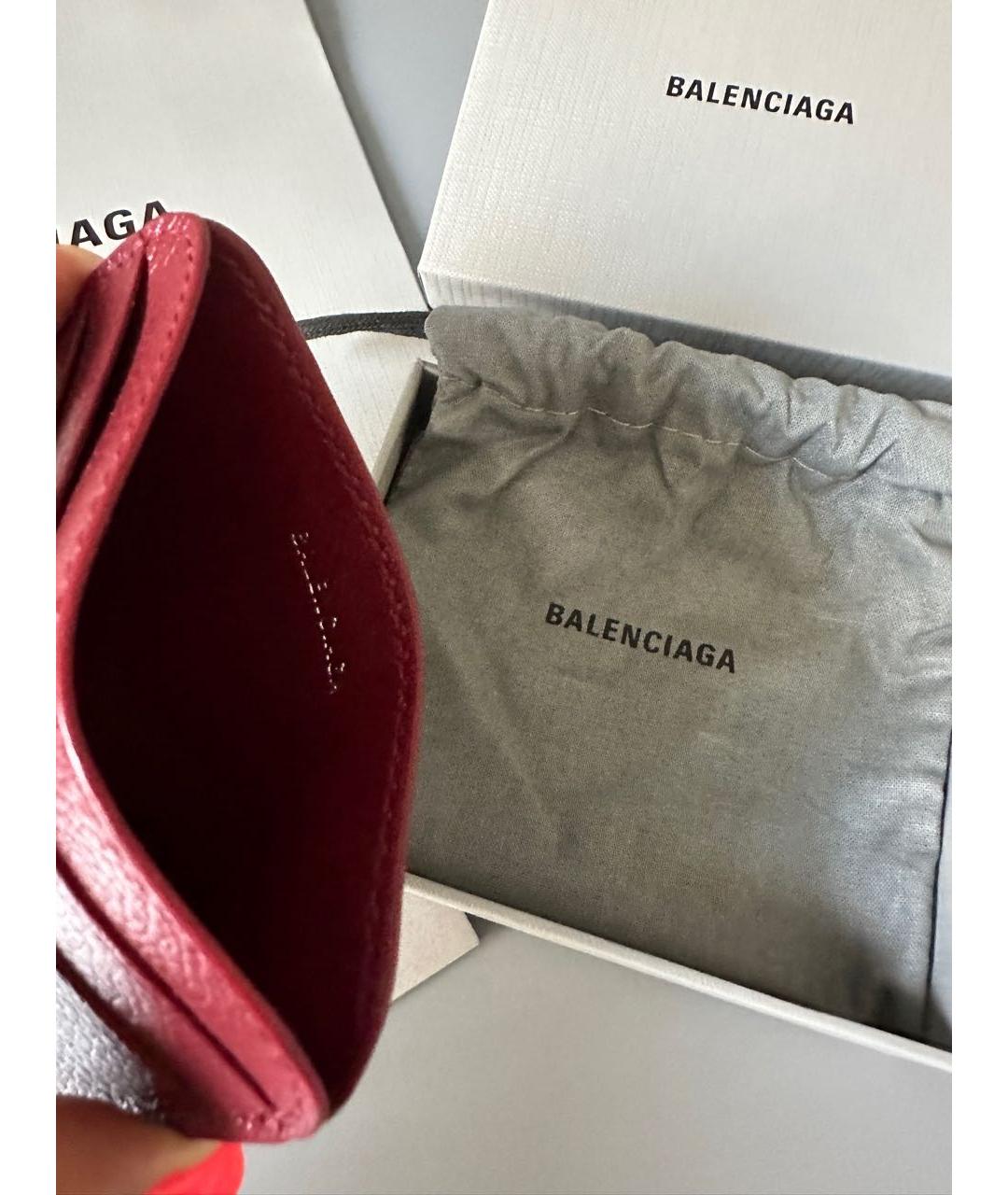 BALENCIAGA Бордовый кожаный кардхолдер, фото 6