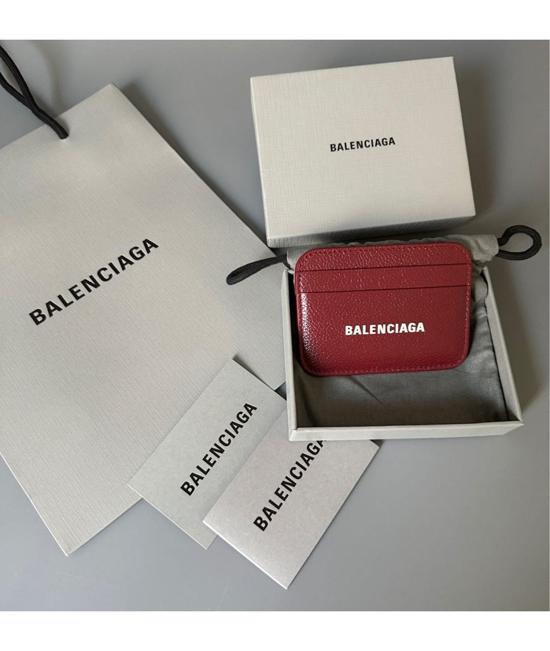 BALENCIAGA Бордовый кожаный кардхолдер, фото 3