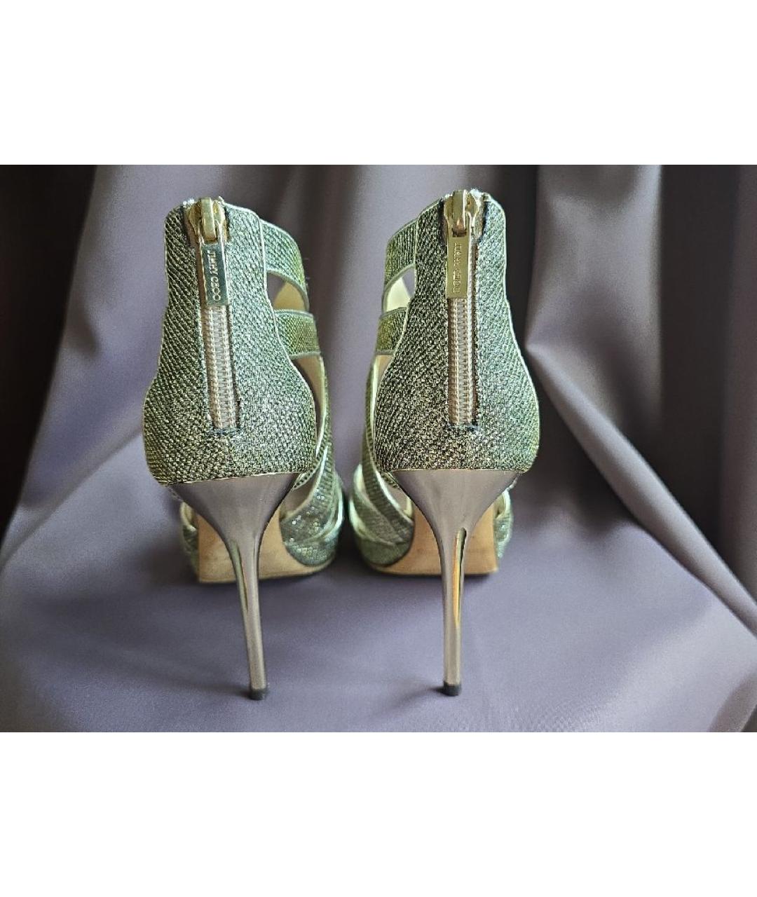 JIMMY CHOO Золотые кожаные босоножки, фото 4