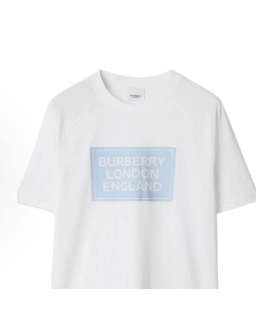 BURBERRY Белая хлопковая футболка, фото 4