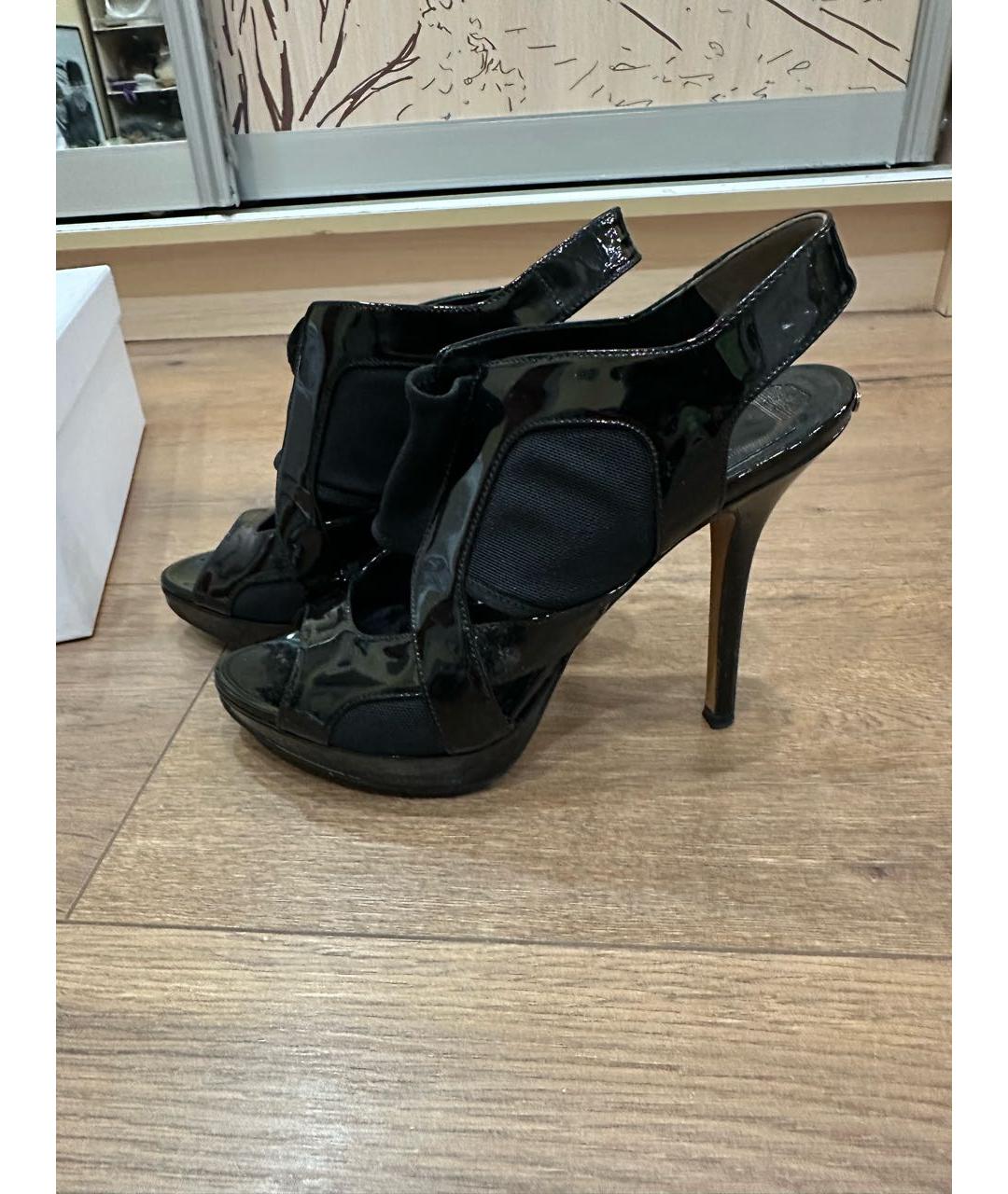 CHRISTIAN DIOR Черные босоножки из лакированной кожи, фото 7