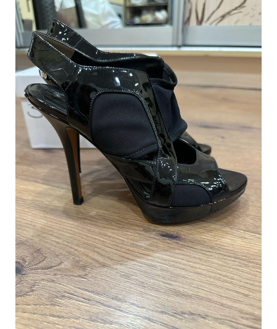 CHRISTIAN DIOR Черные босоножки из лакированной кожи, фото 6