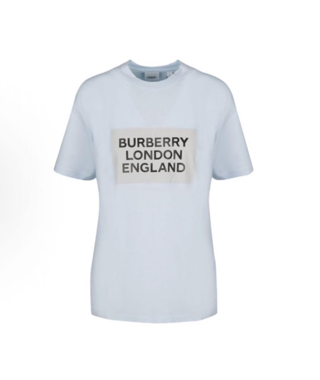 BURBERRY Голубая хлопковая футболка, фото 9