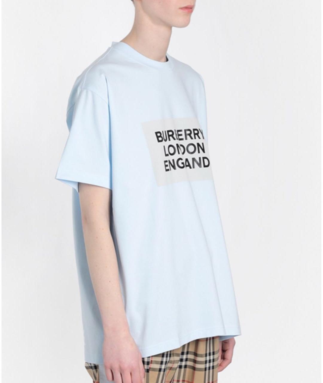 BURBERRY Голубая хлопковая футболка, фото 1