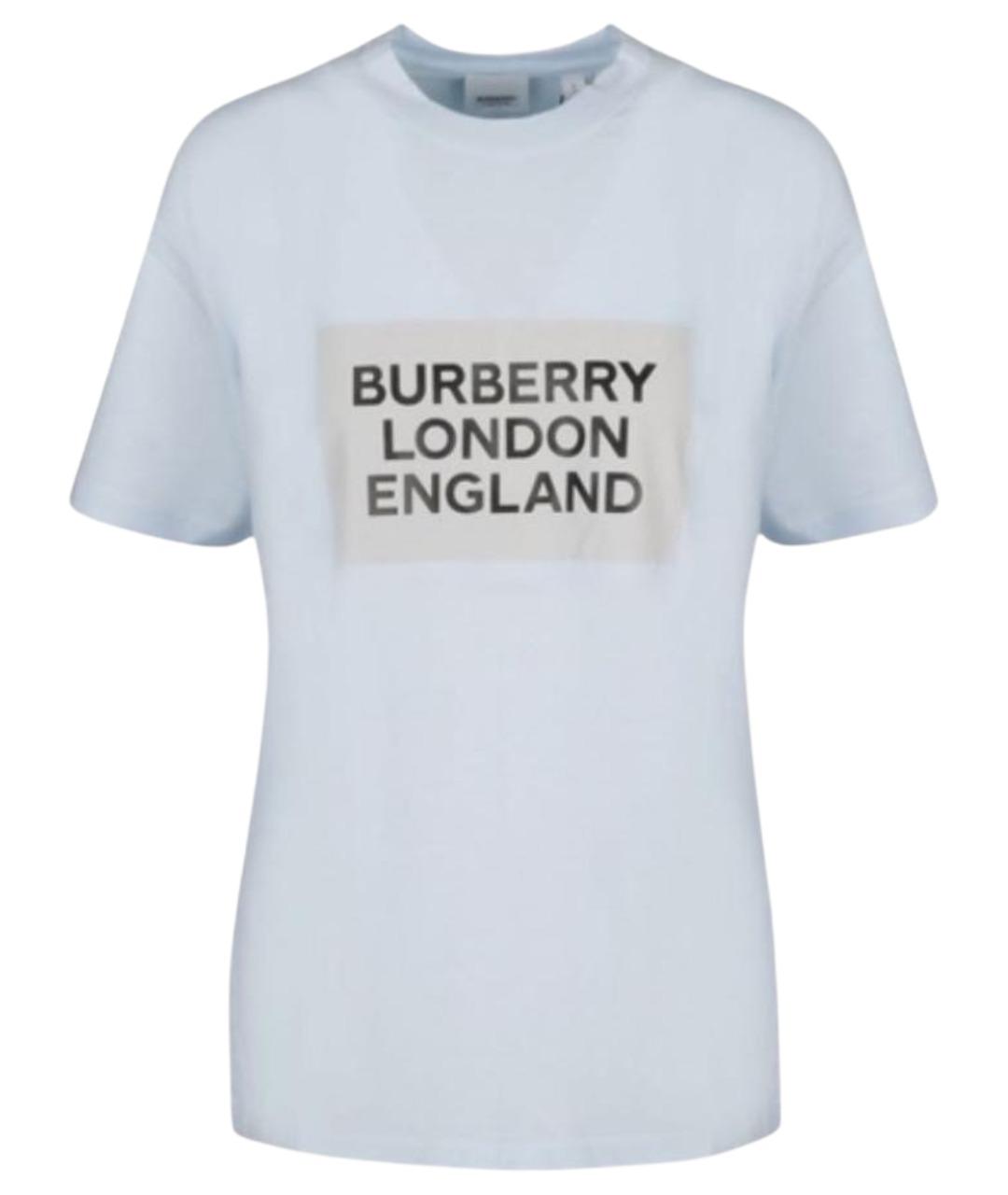 BURBERRY Голубая хлопковая футболка, фото 8