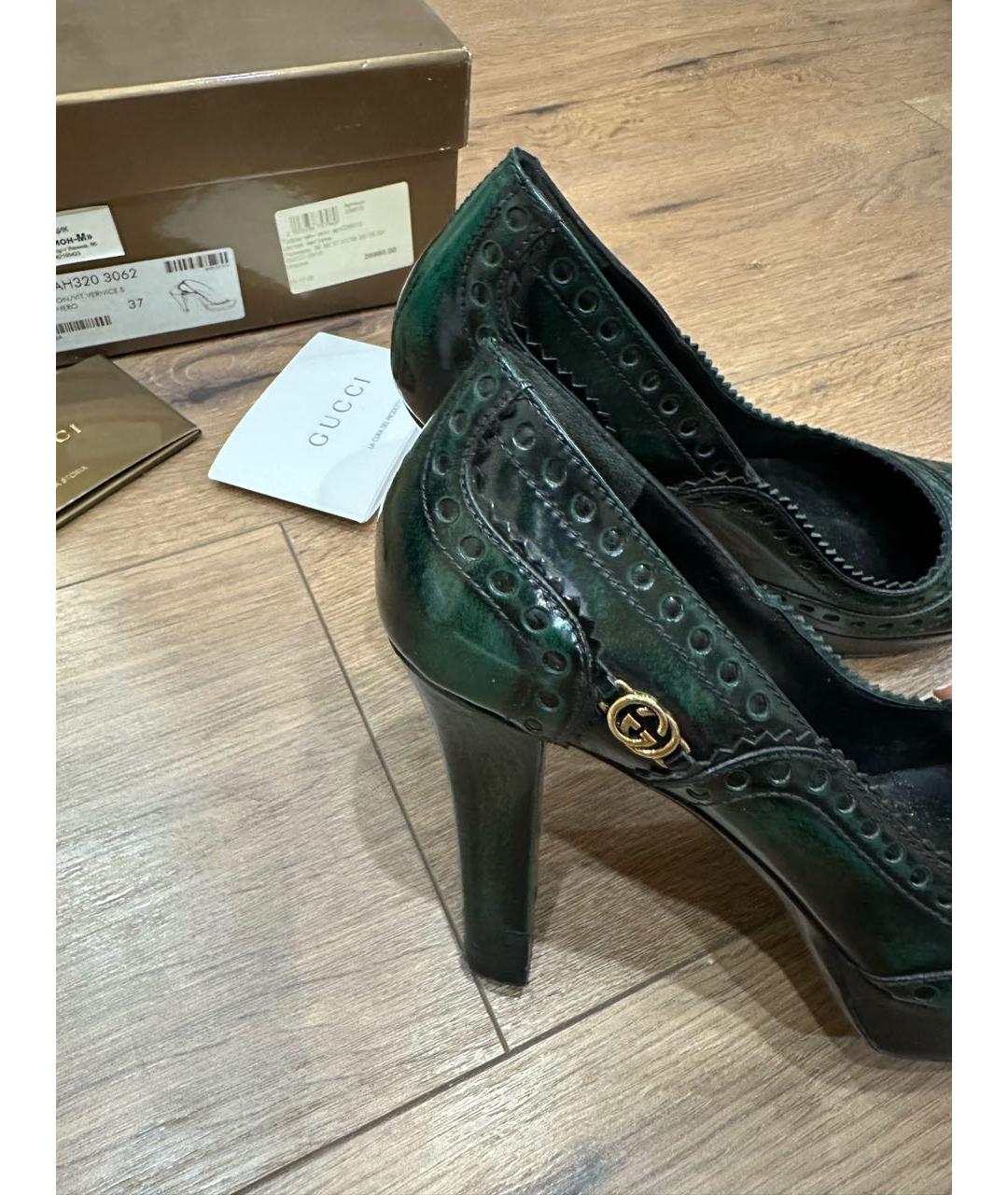 GUCCI Зеленые кожаные туфли, фото 3