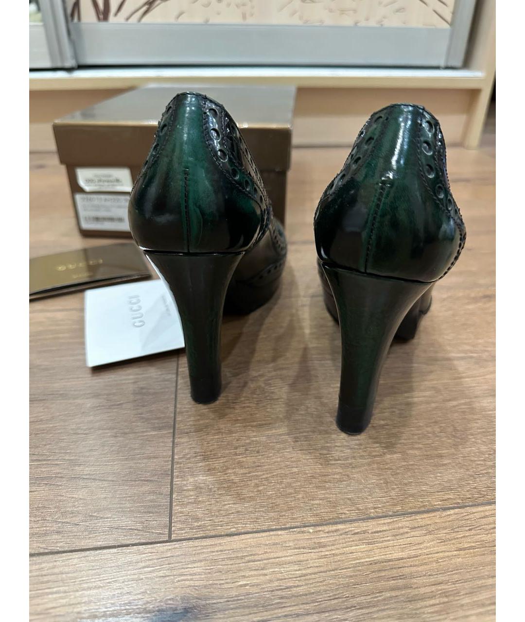 GUCCI Зеленые кожаные туфли, фото 4