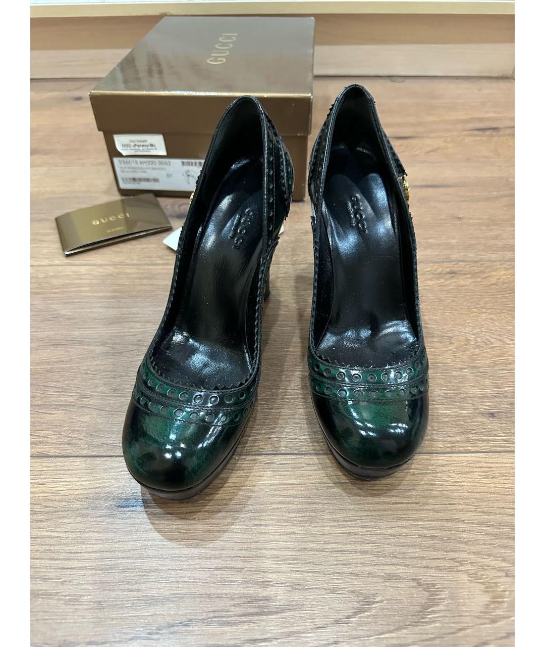 GUCCI Зеленые кожаные туфли, фото 2