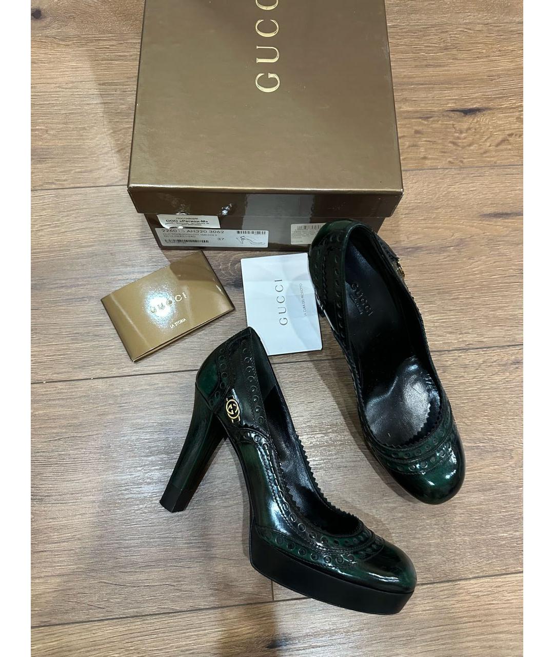 GUCCI Зеленые кожаные туфли, фото 5