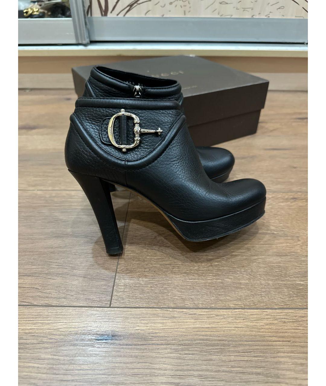 GUCCI Черные кожаные ботильоны, фото 5