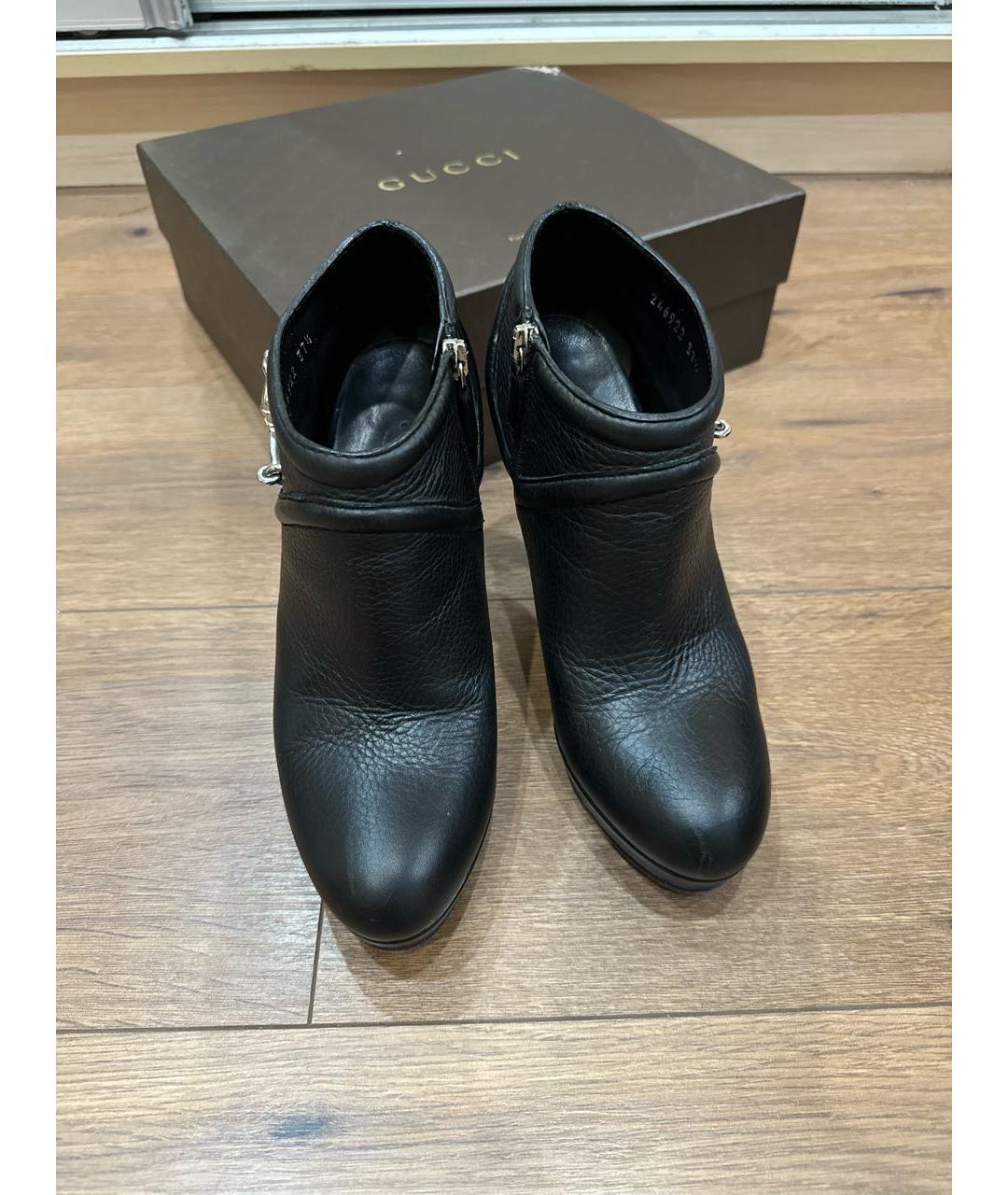 GUCCI Черные кожаные ботильоны, фото 2