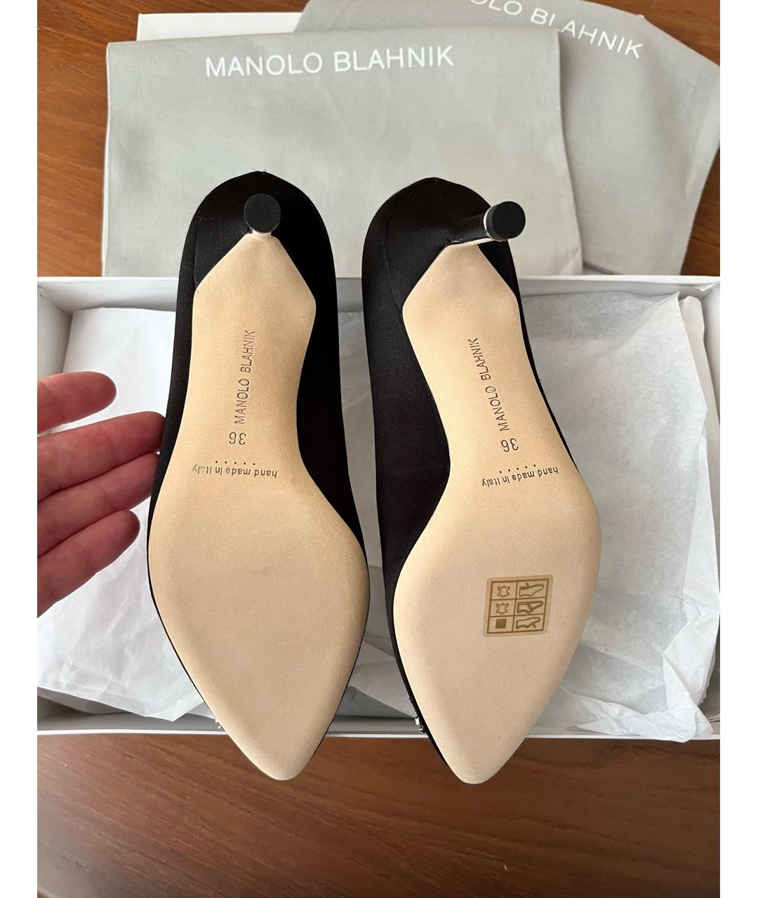 MANOLO BLAHNIK Черные текстильные туфли, фото 6