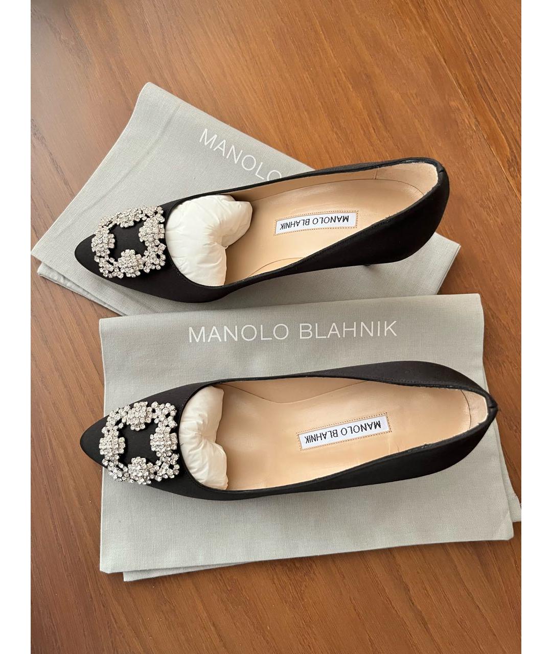 MANOLO BLAHNIK Черные текстильные туфли, фото 4