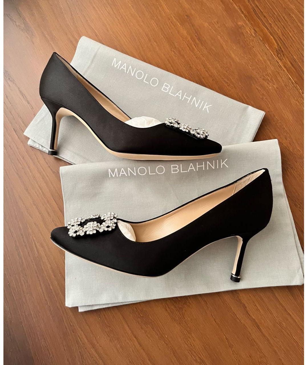 MANOLO BLAHNIK Черные текстильные туфли, фото 5
