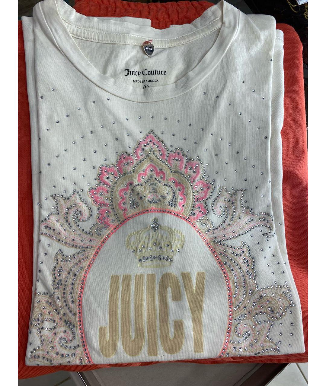 JUICY COUTURE Бежевая хлопковая футболка, фото 2