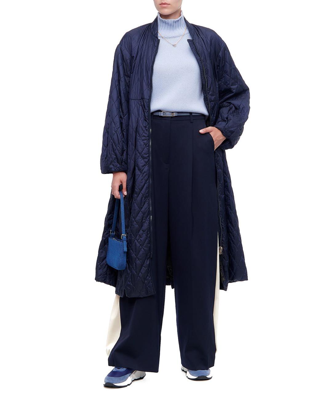 MAX MARA Синие полиэстеровые прямые брюки, фото 7