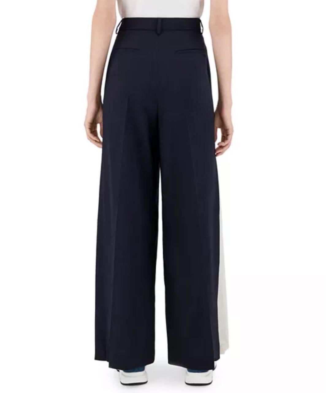 MAX MARA Синие полиэстеровые прямые брюки, фото 2