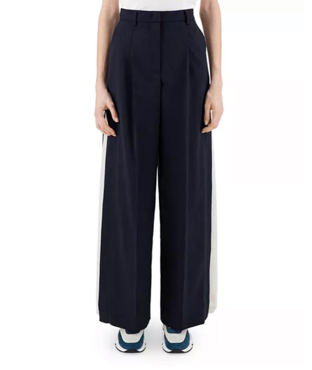 MAX MARA Синие полиэстеровые прямые брюки, фото 6