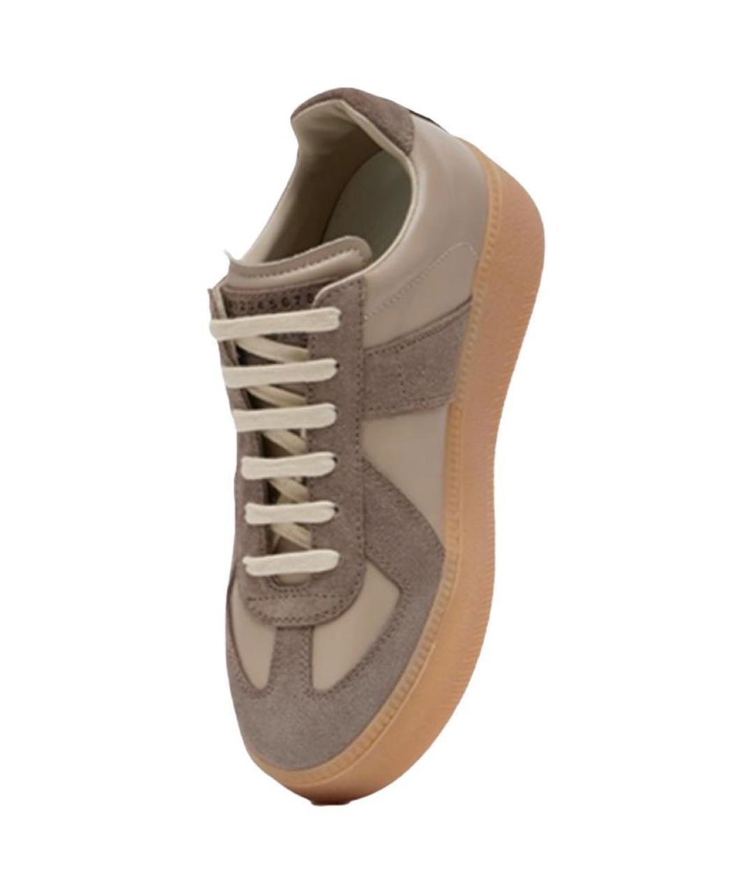 MAISON MARGIELA Коричневые кожаные кроссовки, фото 5