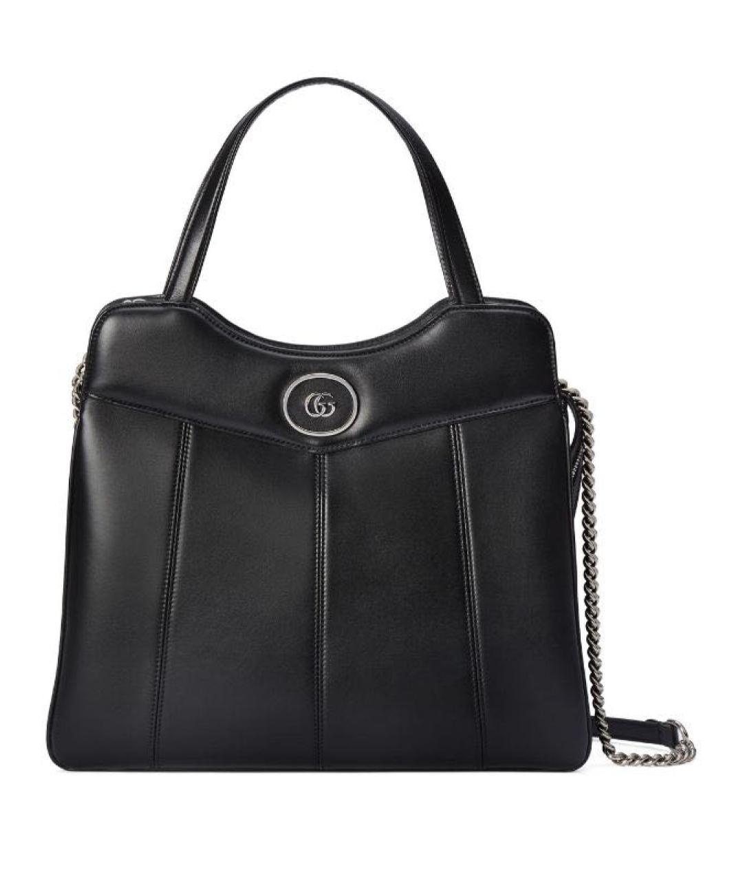 GUCCI Черная кожаная сумка тоут, фото 1
