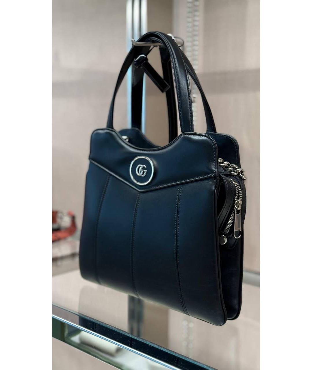 GUCCI Черная кожаная сумка тоут, фото 2