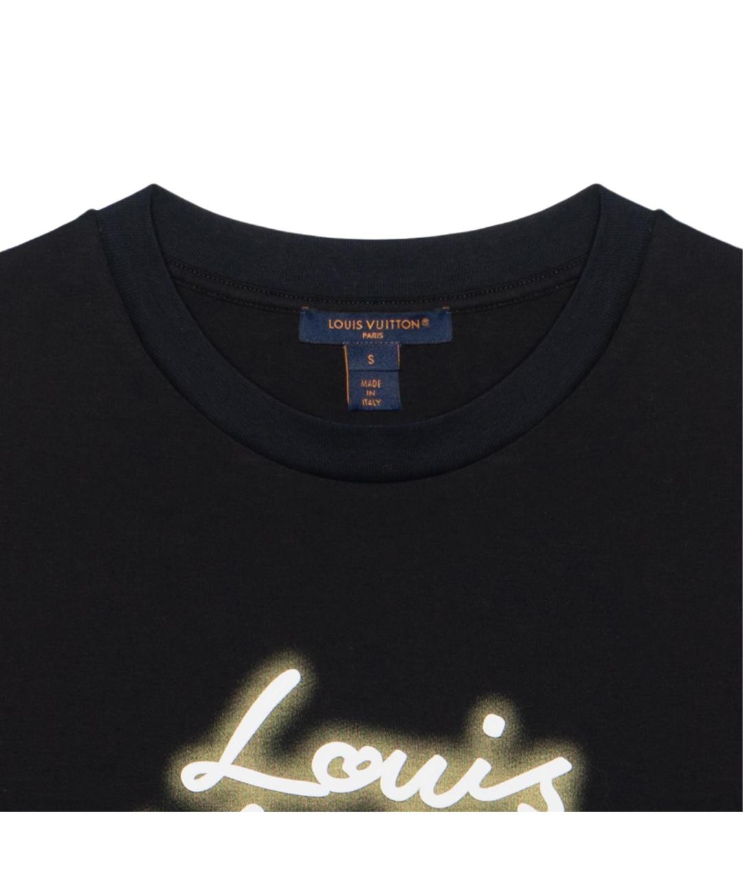 LOUIS VUITTON Черная хлопковая футболка, фото 9