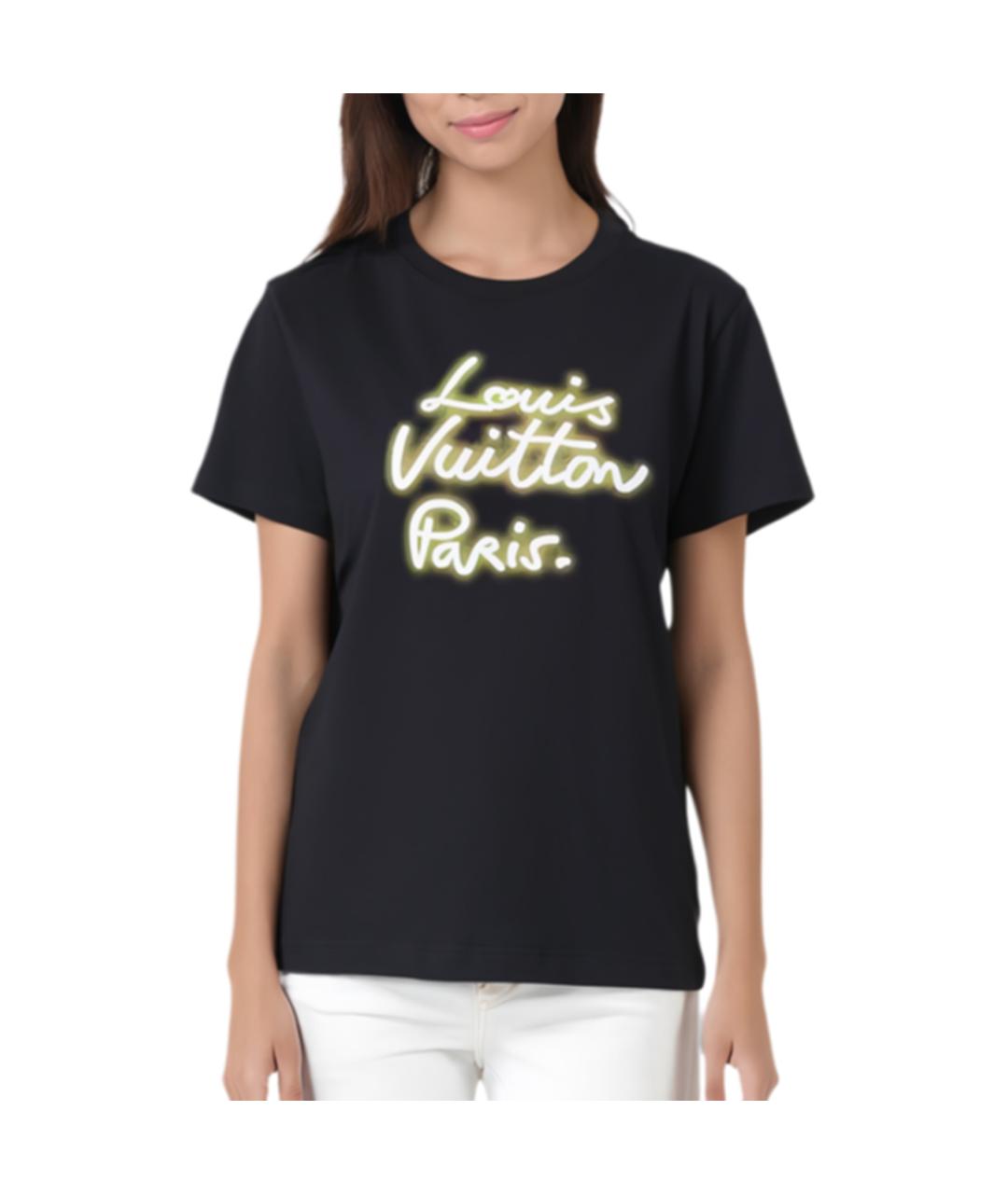 LOUIS VUITTON Черная хлопковая футболка, фото 5