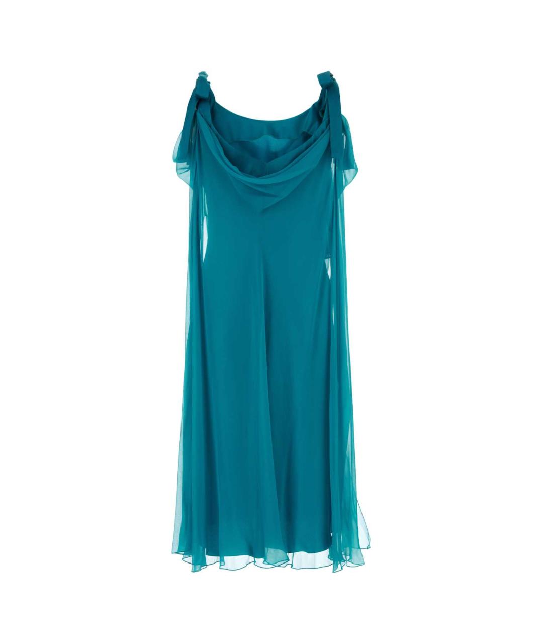 ALBERTA FERRETTI Синее шелковое коктейльное платье, фото 2