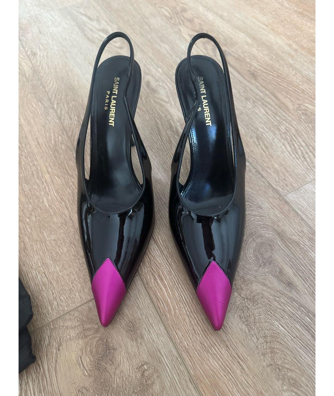 SAINT LAURENT Черные туфли из лакированной кожи, фото 2