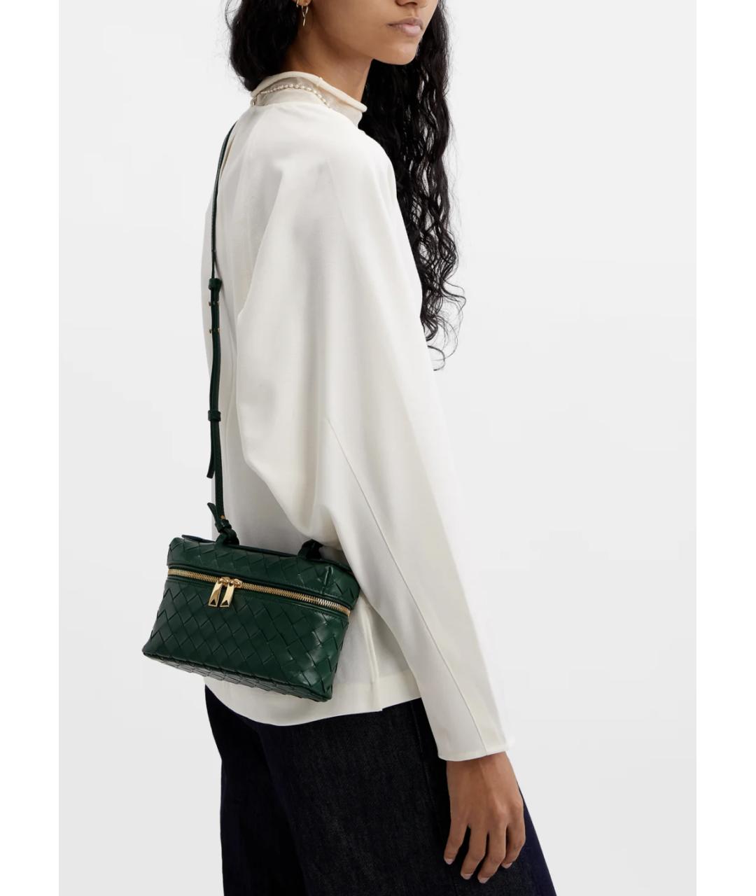 BOTTEGA VENETA Зеленая кожаная сумка с короткими ручками, фото 3