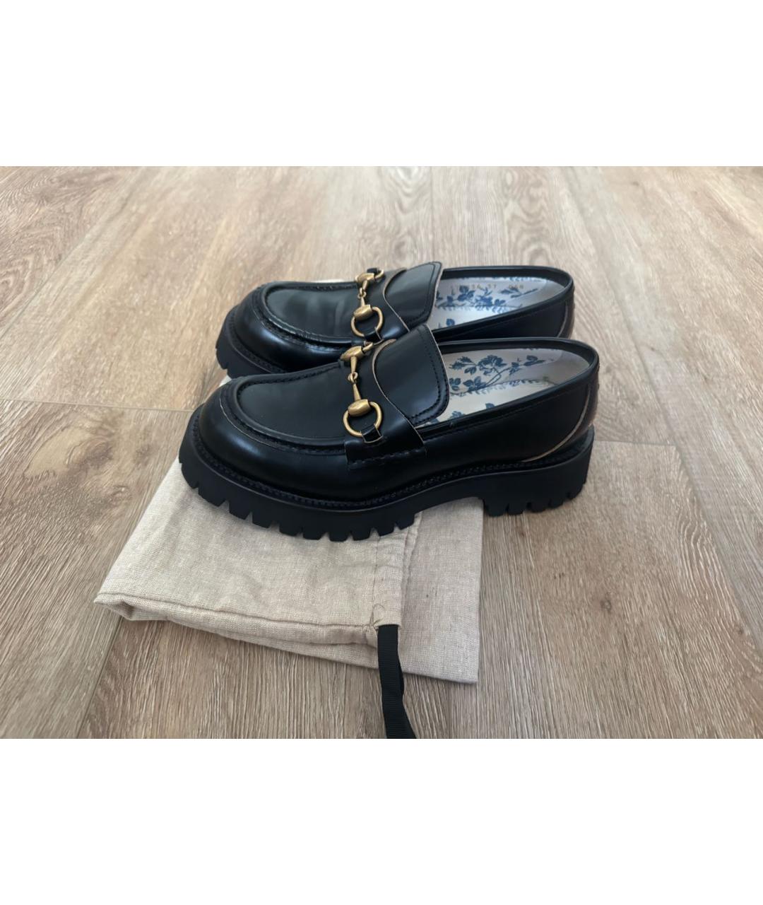 GUCCI Черные кожаные лоферы, фото 6