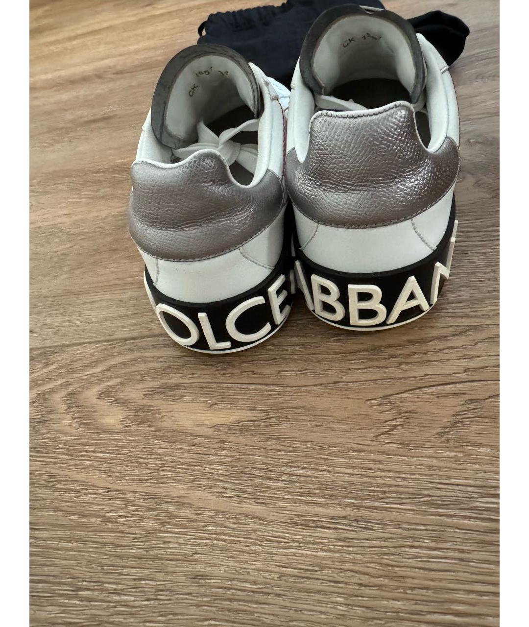DOLCE&GABBANA Белые кожаные кроссовки, фото 4