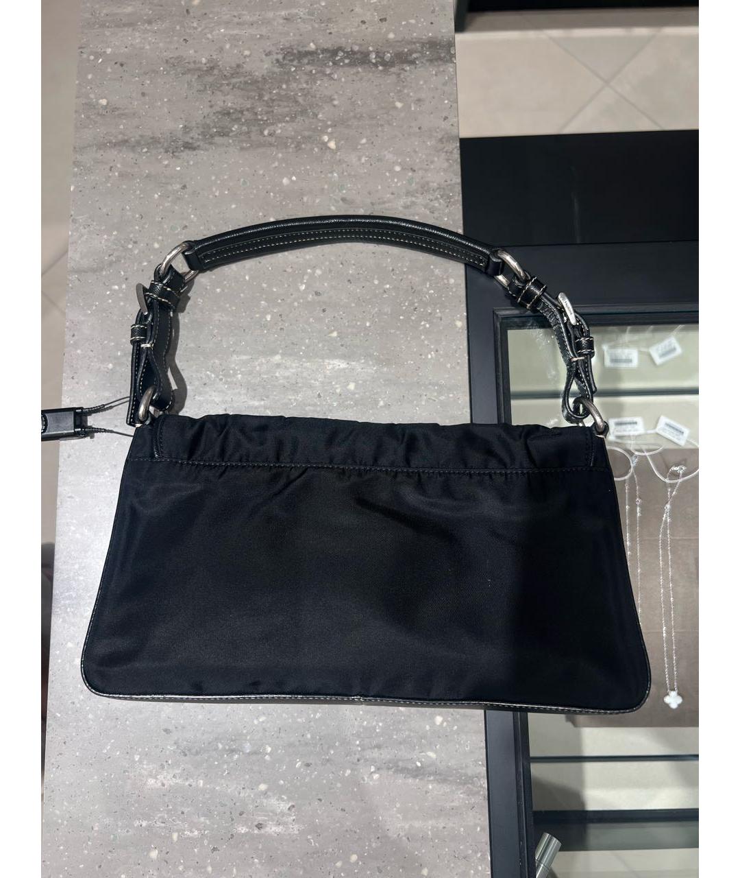 PRADA Черная синтетическая сумка с короткими ручками, фото 4