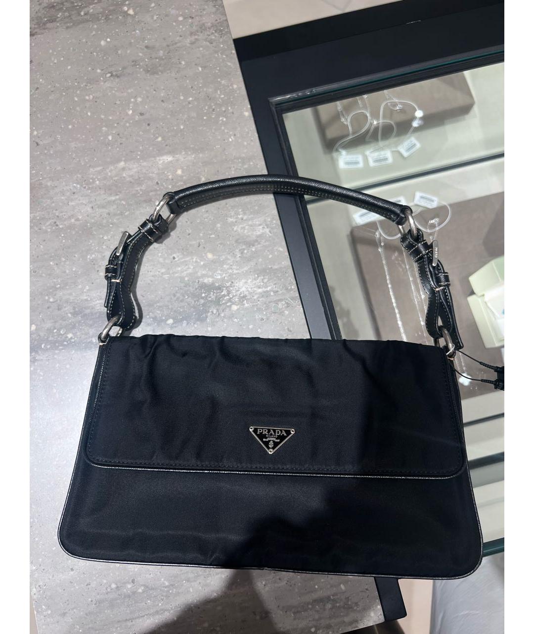 PRADA Черная синтетическая сумка с короткими ручками, фото 6