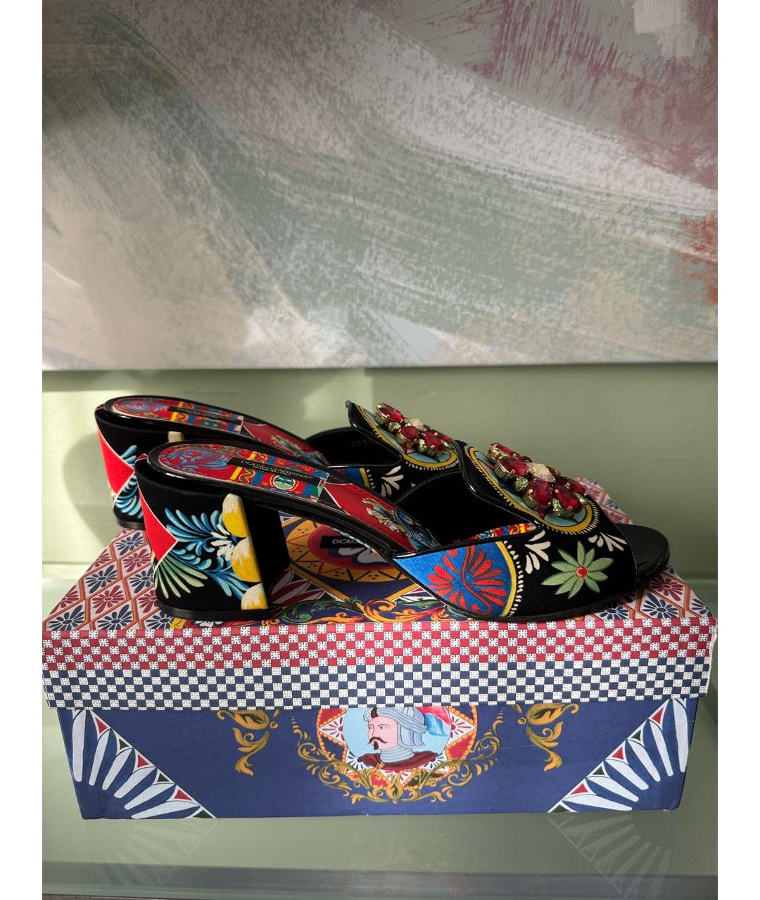 DOLCE&GABBANA Черные текстильные мюли, фото 7