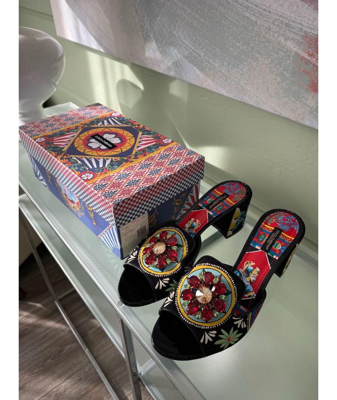 DOLCE&GABBANA Черные текстильные мюли, фото 5