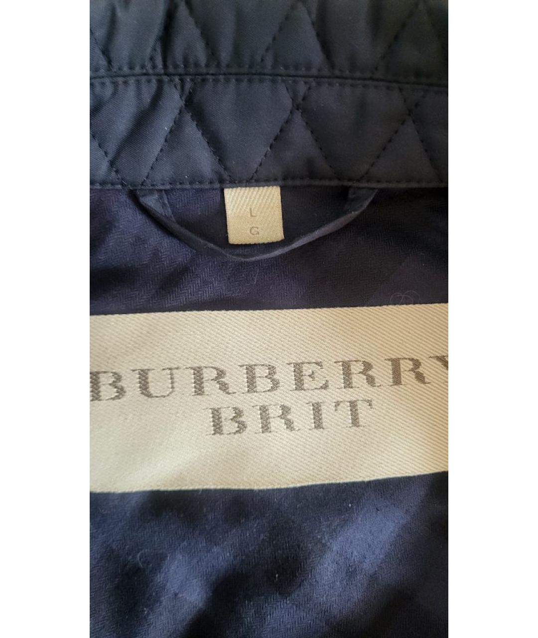 BURBERRY Темно-синее полиэстеровое пальто, фото 5