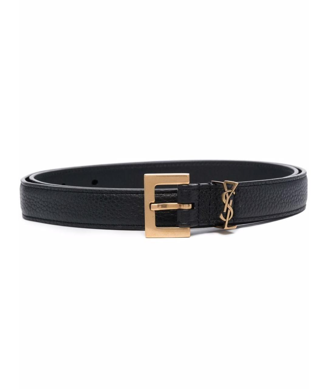 SAINT LAURENT Черный кожаный ремень, фото 3