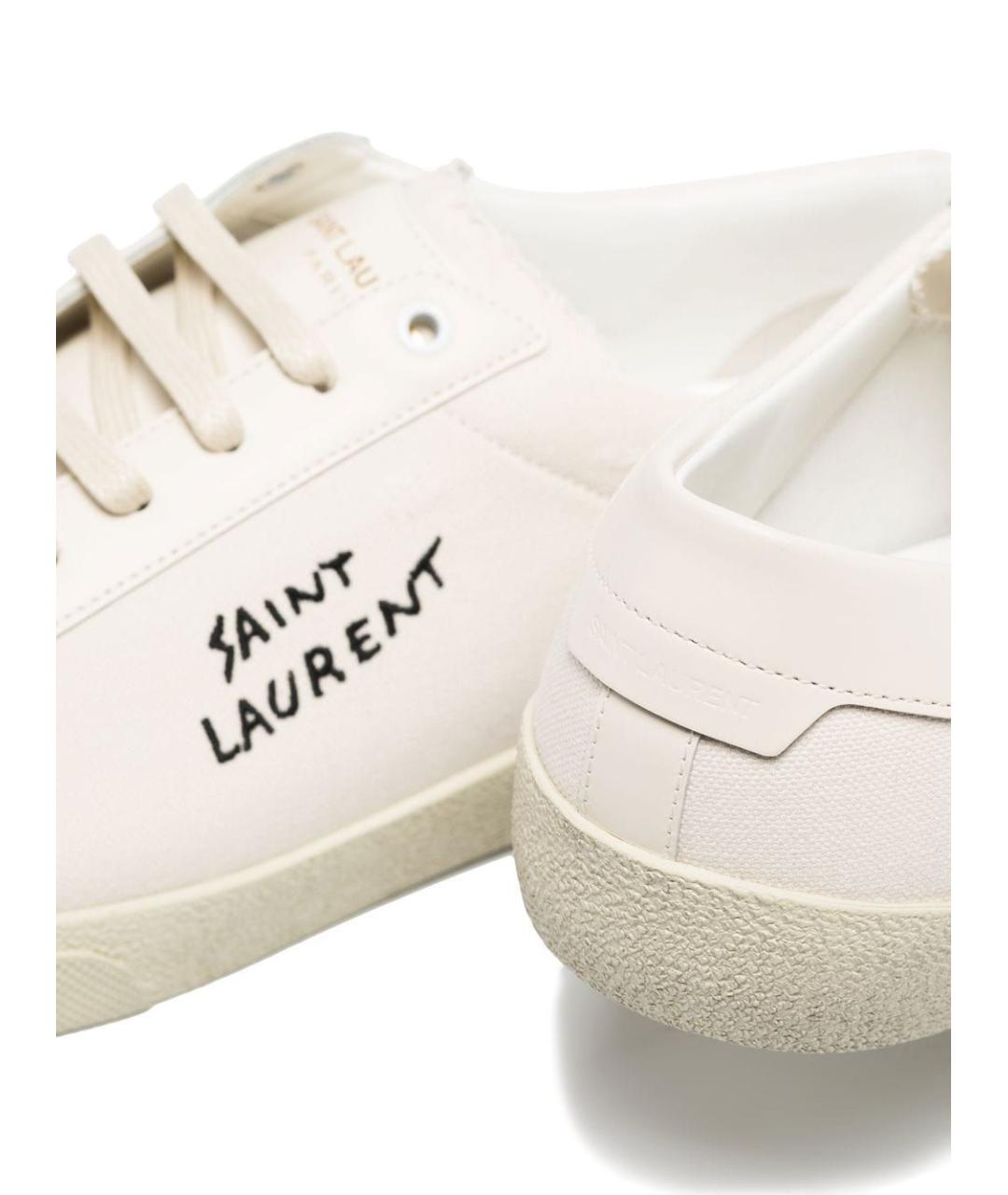 SAINT LAURENT Белые текстильные низкие кроссовки / кеды, фото 2
