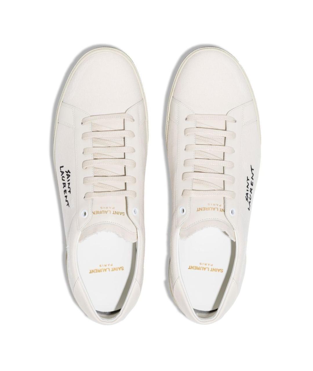 SAINT LAURENT Белые текстильные низкие кроссовки / кеды, фото 4