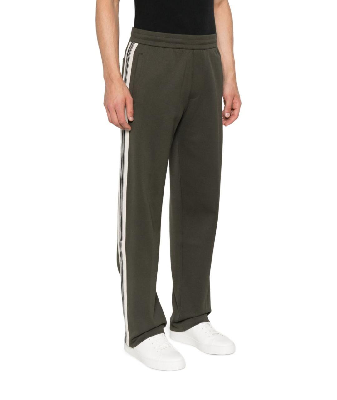 EMPORIO ARMANI Зеленые хлопковые повседневные брюки, фото 5