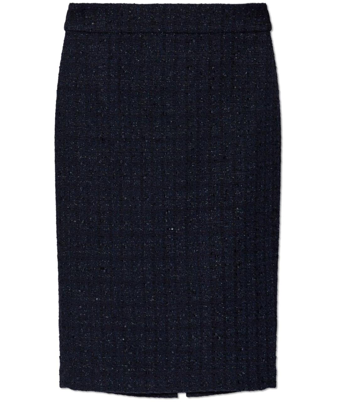 EMPORIO ARMANI Темно-синяя полиэстеровая юбка миди, фото 1