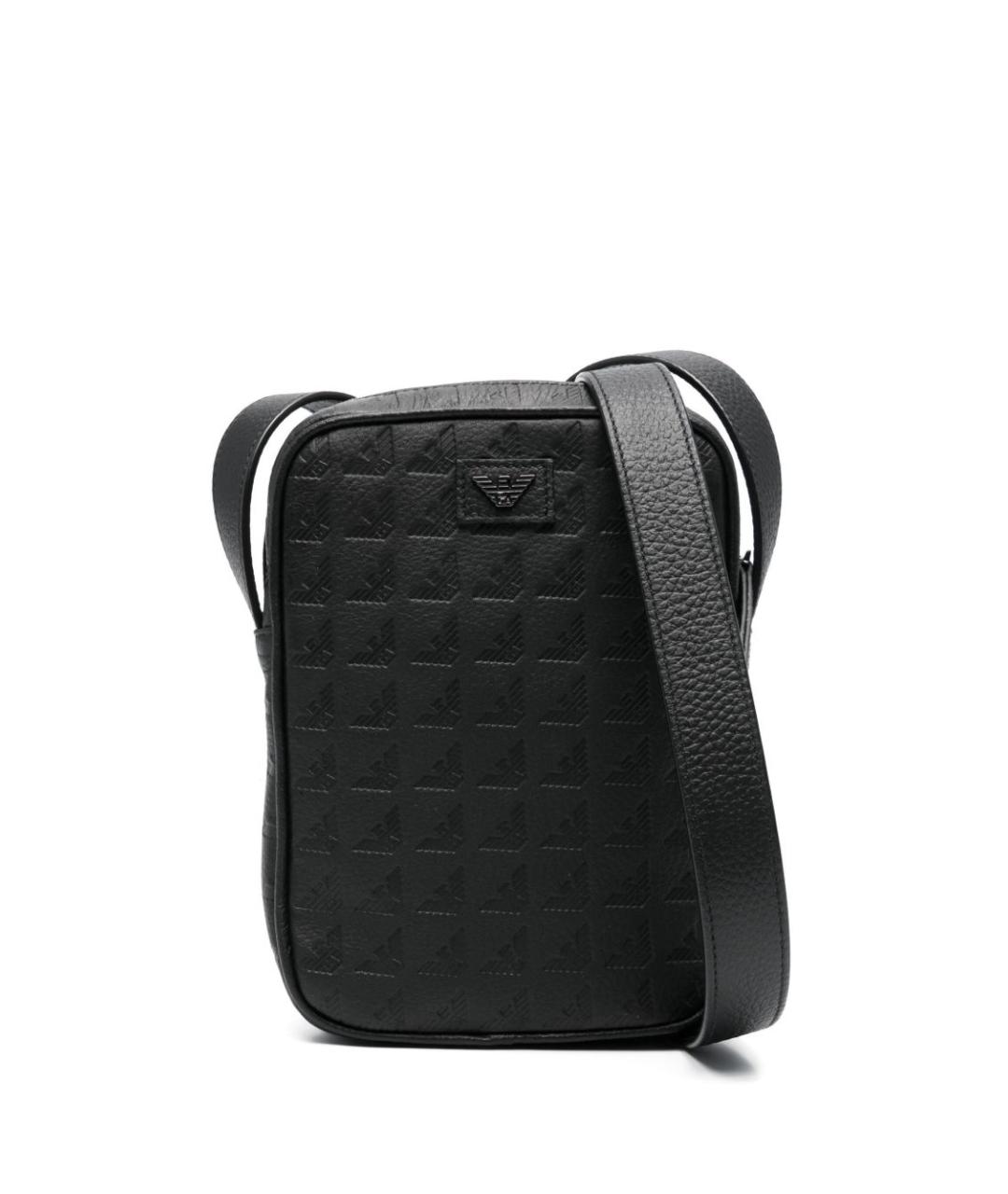 EMPORIO ARMANI Черная кожаная сумка через плечо, фото 1