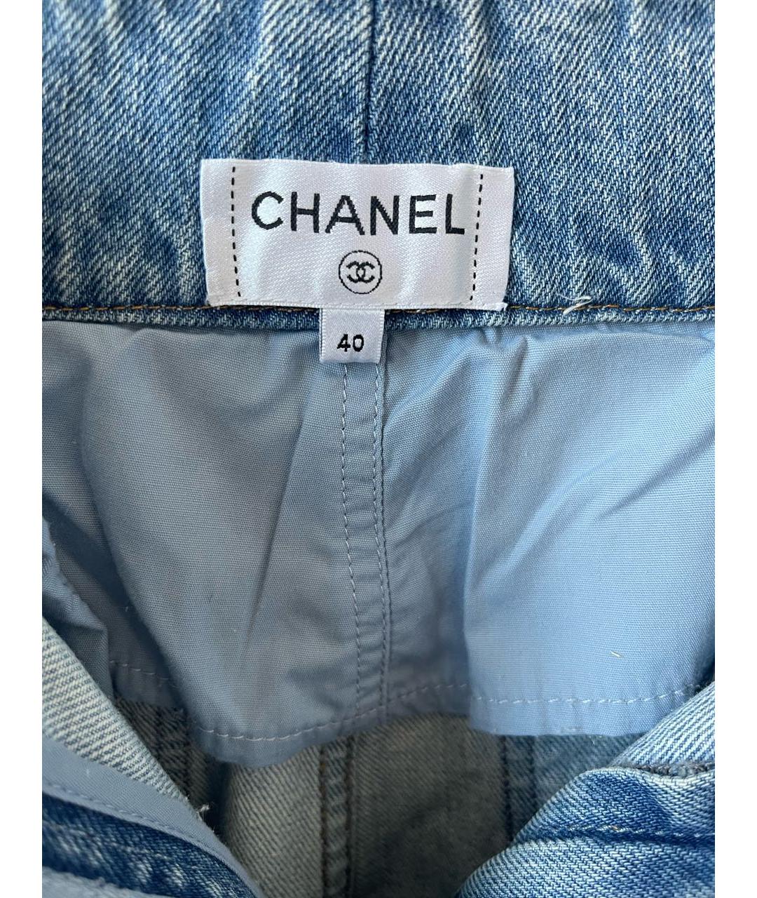 CHANEL Голубые хлопковые джинсы клеш, фото 3
