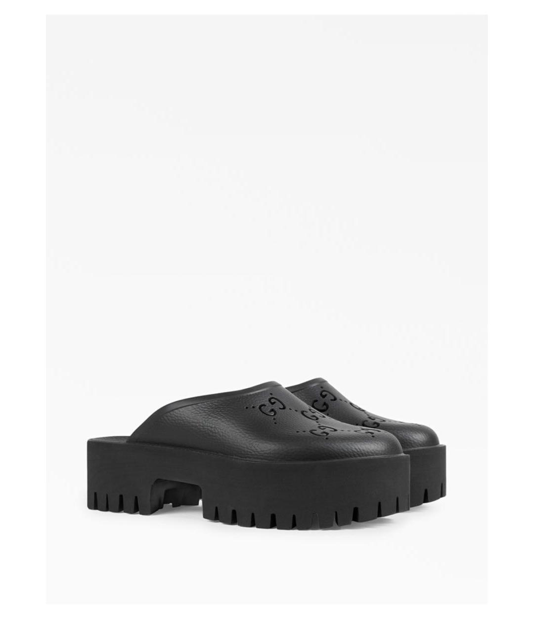 GUCCI Черные резиновые сабо, фото 3